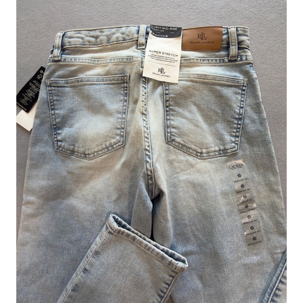 NWT Lauren Ralph Lauren Women's Curvy Mid-Rise Skinny Leg Jeans Size 6 - Picture 8 of 10
